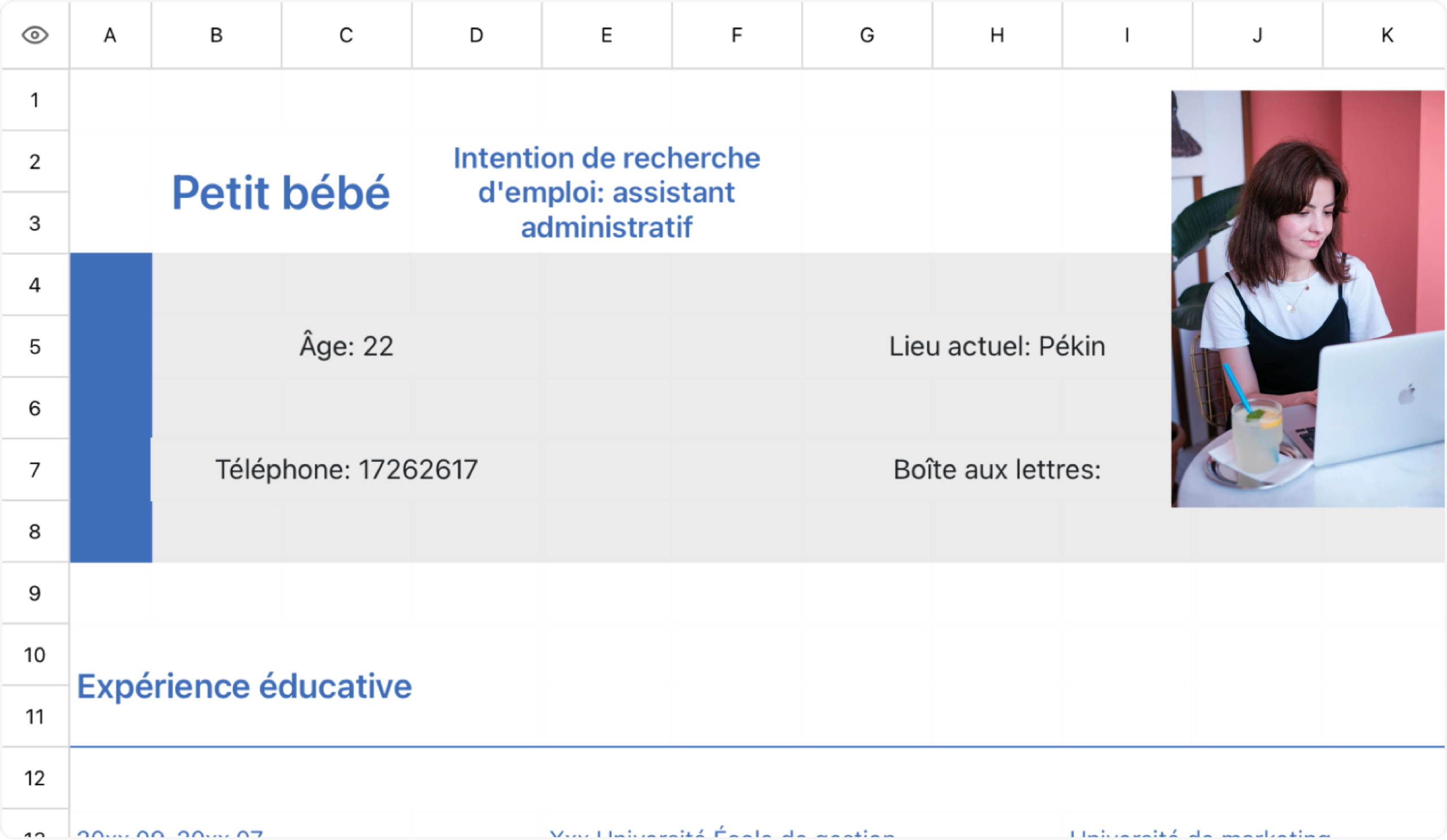 CV de l'assistant administratif